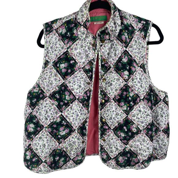 Clare V. Timothe Quilted Floral Button Front Reversible Vest Lilac Size M/L - Picture 3 of 11